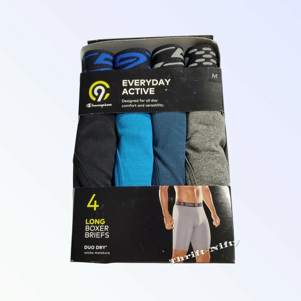 C9 Champion® Men's Duo Dry Every Day Active Long Boxer Briefs 4Pk  Medium 32-34